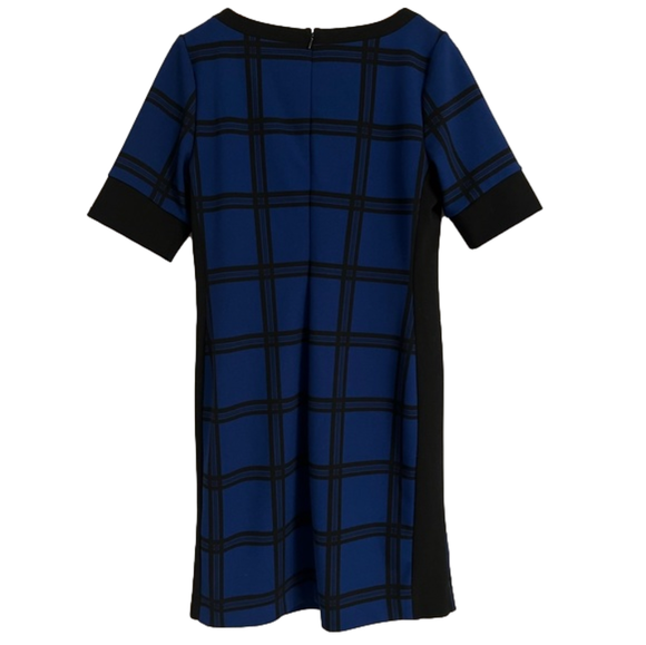 Alfani Women’s Blue & Black Large Check Patterned Dress with Short Sleeves. Sz 8 - Picture 2 of 4